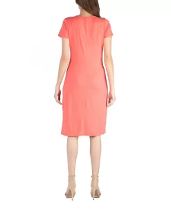 24Seven Comfort Apparel Faux Wrap Over Dress With Cap Sleeves 16 24Seven Comfort Apparel Faux Wrap Over Dress With Cap Sleeves -VINCE CAMUTO Shop 17109855 fpx