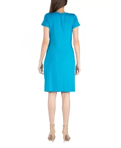 24Seven Comfort Apparel Faux Wrap Over Dress With Cap Sleeves 13 24Seven Comfort Apparel Faux Wrap Over Dress With Cap Sleeves -VINCE CAMUTO Shop 17109860 fpx