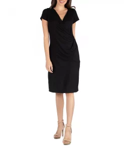 24Seven Comfort Apparel Faux Wrap Over Dress With Cap Sleeves 14 24Seven Comfort Apparel Faux Wrap Over Dress With Cap Sleeves -VINCE CAMUTO Shop 17111425 fpx
