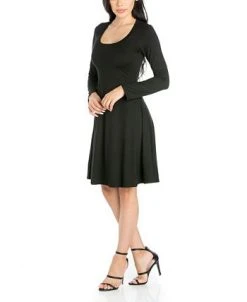 24Seven Comfort Apparel Women's Classic Long Sleeve Flared Mini Dress -VINCE CAMUTO Shop 18258704 fpx