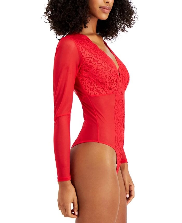 INC International Concepts So Basic Long-Sleeve Lace Mesh Bodysuit, Created For Macy's 1 INC International Concepts So Basic Long-Sleeve Lace Mesh Bodysuit, Created For Macy's