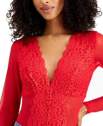 INC International Concepts So Basic Long-Sleeve Lace Mesh Bodysuit, Created For Macy's 3 INC International Concepts So Basic Long-Sleeve Lace Mesh Bodysuit, Created For Macy's - Image 3