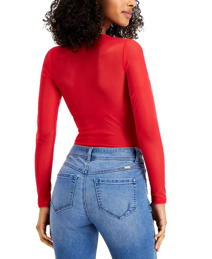 INC International Concepts So Basic Long-Sleeve Lace Mesh Bodysuit, Created For Macy's 4 INC International Concepts So Basic Long-Sleeve Lace Mesh Bodysuit, Created For Macy's - Image 4