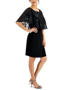 Connected Metallic Chiffon-Cape Dress -VINCE CAMUTO Shop 18837031 fpx