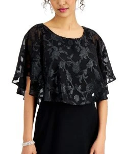 Connected Metallic Chiffon-Cape Dress -VINCE CAMUTO Shop 18837032 fpx