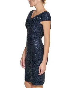 Vince Camuto Draped-Neck Sequinned Bodycon Dress 7 Vince Camuto Draped-Neck Sequinned Bodycon Dress -VINCE CAMUTO Shop 19662387 fpx