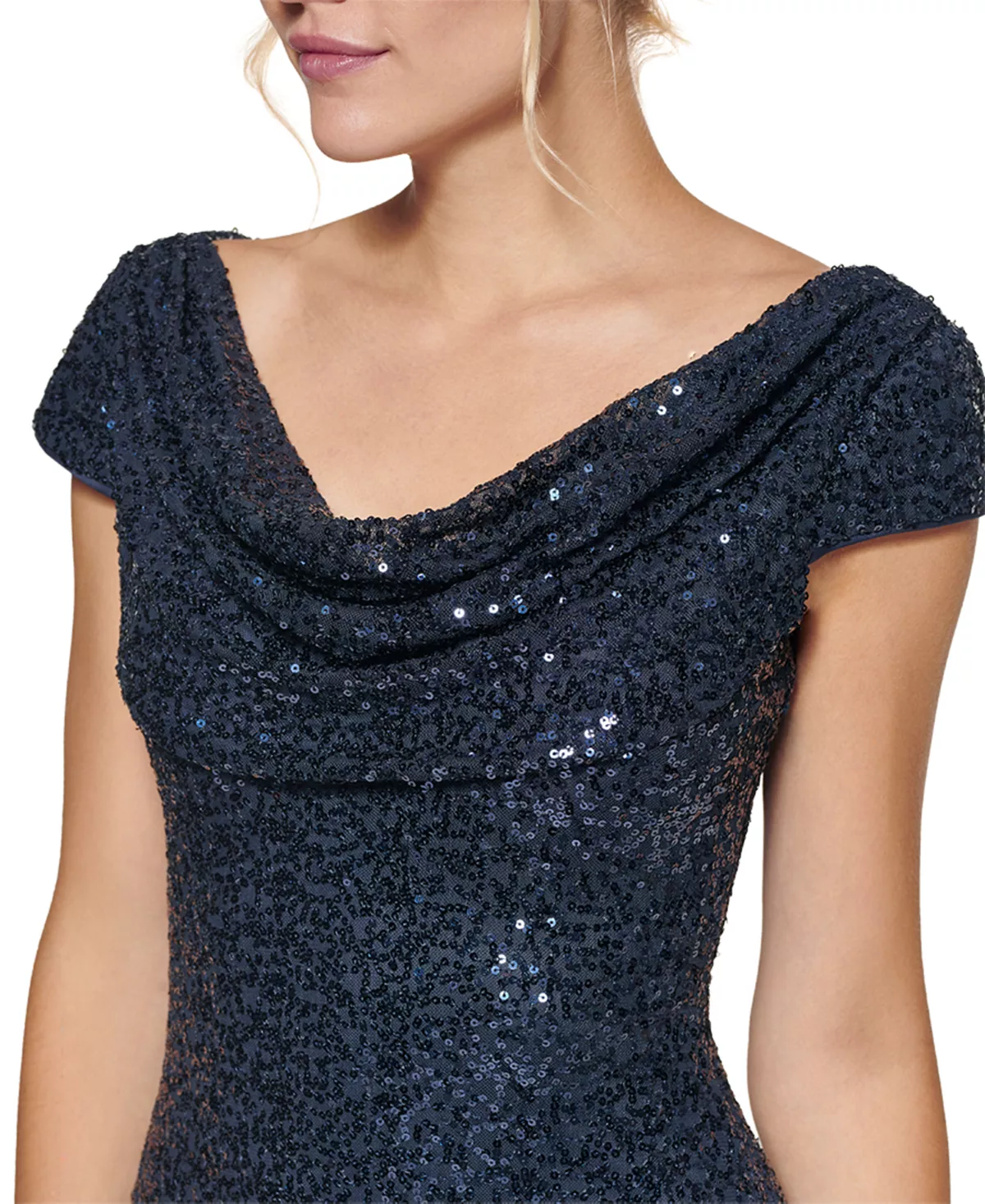 Vince Camuto Draped-Neck Sequinned Bodycon Dress 4 Vince Camuto Draped-Neck Sequinned Bodycon Dress - Image 4
