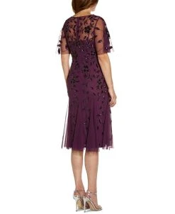 Adrianna Papell Embellished Flutter-Sleeve A-Line Dress -VINCE CAMUTO Shop 19797782 fpx