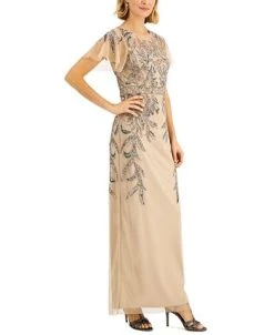 Papell Studio Beaded Illusion-Sleeve Gown -VINCE CAMUTO Shop 19829505 fpx