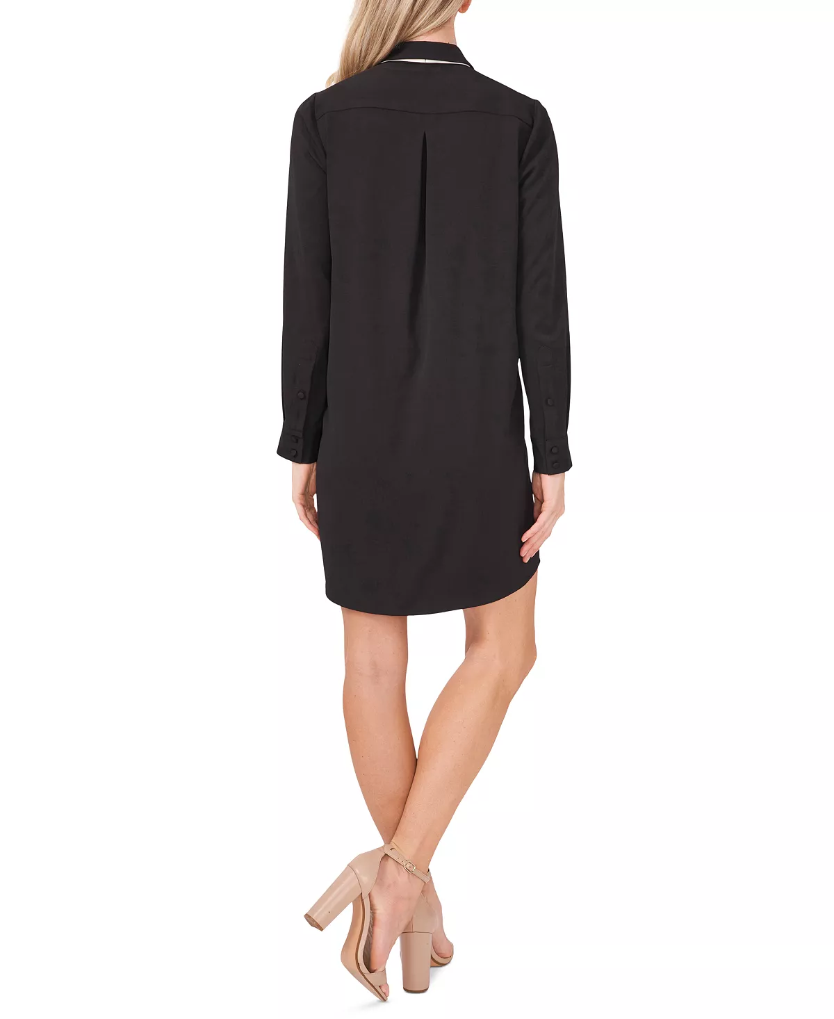 CeCe Women's Mixed Media Bow-Neck Button-Down Dress 2 CeCe Women's Mixed Media Bow-Neck Button-Down Dress - Image 2