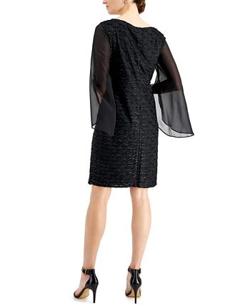Connected Jacquard Cape Sleeve Dress 2 Connected Jacquard Cape Sleeve Dress - Image 2
