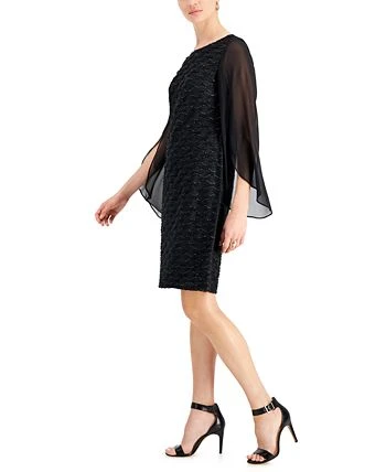 Connected Jacquard Cape Sleeve Dress 3 Connected Jacquard Cape Sleeve Dress - Image 3