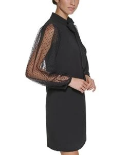 Vince Camuto Mesh Dot Sleeve Shift Dress -VINCE CAMUTO Shop 20119753 fpx