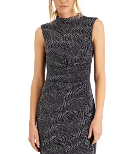 Anne Klein Metallic Swirl Side-Ruched Midi Dress -VINCE CAMUTO Shop 20287543 fpx