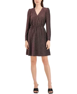 INC International Concepts Metallic Knit A-Line Dress, Created For Macy's