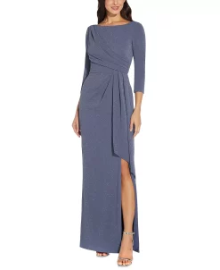 Adrianna Papell Gathered-Waist Metallic-Threaded Gown -VINCE CAMUTO Shop 20596022 fpx