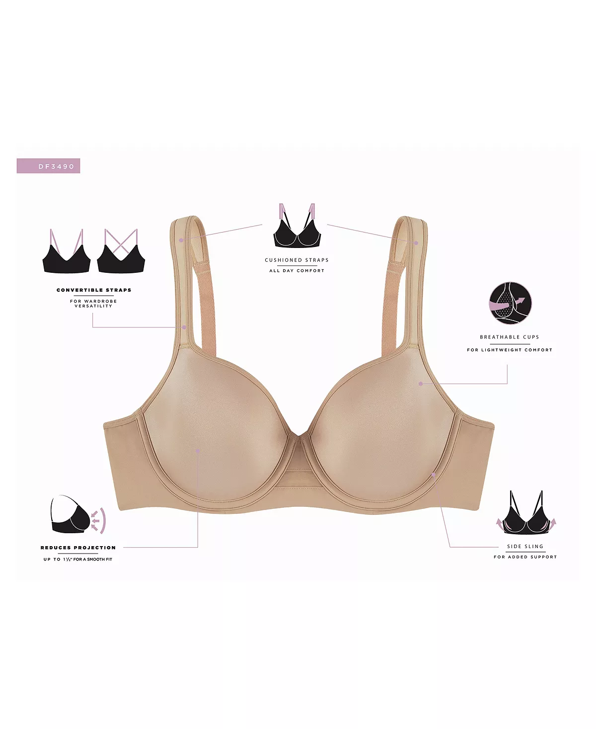 Bali Women's One Smooth U® Ultra Light Minimizer Underwire Bra DF3490 5 Bali Women's One Smooth U® Ultra Light Minimizer Underwire Bra DF3490 - Image 5