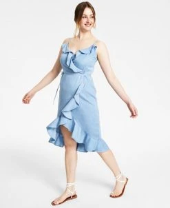 Bar III Women's Ruffled-Edge Wrap Dress, Created For Macy's -VINCE CAMUTO Shop 20706482 fpx