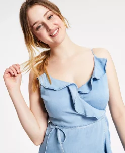 Bar III Women's Ruffled-Edge Wrap Dress, Created For Macy's -VINCE CAMUTO Shop 20706483 fpx