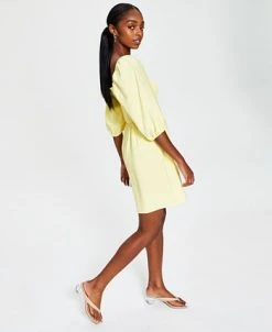 Bar III Women's Smocked Puff-Sleeve Fit & Flare Dress, Created For Macy's -VINCE CAMUTO Shop 21125028 fpx