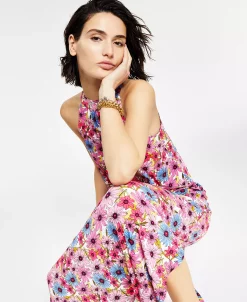Bar III Women's Printed High-Neck Dress, Created For Macy's -VINCE CAMUTO Shop 21125072 fpx