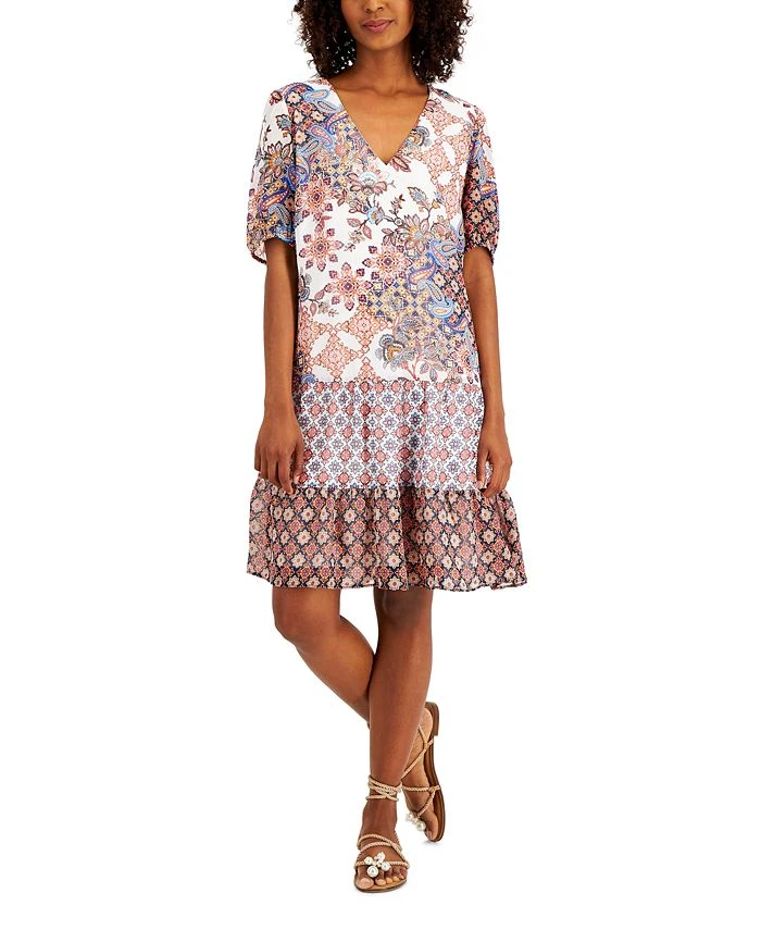 INC International Concepts Women's Mixed-Print Tiered Dress, Created For Macy's 1 INC International Concepts Women's Mixed-Print Tiered Dress, Created For Macy's
