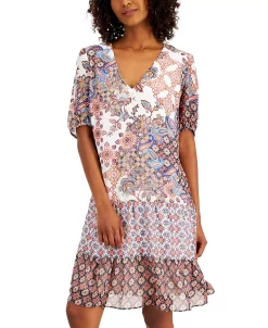 INC International Concepts Women's Mixed-Print Tiered Dress, Created For Macy's 8 INC International Concepts Women's Mixed-Print Tiered Dress, Created For Macy's -VINCE CAMUTO Shop 21125552 fpx