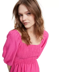 Bar III Women's Puff-Sleeve Smocked Dress, Created For Macy's -VINCE CAMUTO Shop 21125944 fpx