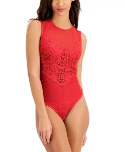 INC International Concepts Upped Swiss Dot Lingerie Thong Bodysuit, Created For Macy's