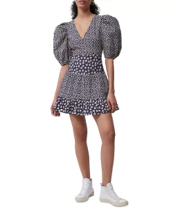 French Connection Women's Aura Cotton Ditsy-Print Puff-Sleeve Dress