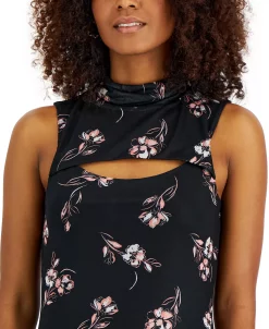 Bar III Women's Printed Sleeveless Cutout Mock-Neck Mesh Mini Dress, Created For Macy's 8 Bar III Women's Printed Sleeveless Cutout Mock-Neck Mesh Mini Dress, Created For Macy's -VINCE CAMUTO Shop 21697636 fpx