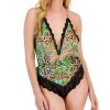 INC International Concepts Lace Chiffon Floral Lingerie Bodysuit