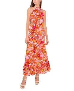 Vince Camuto Women's Challis Printed Halter Maxi Dress