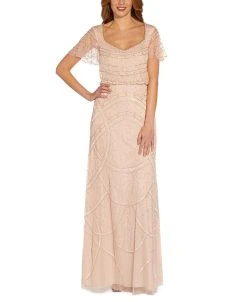 Adrianna Papell Blouson Beaded Gown
