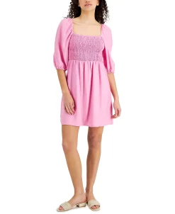 Bar III Women's Puff-Sleeve Smocked Dress, Created For Macy's -VINCE CAMUTO Shop 21730176 fpx