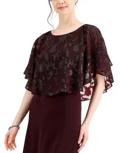 Connected Metallic Chiffon-Cape Dress -VINCE CAMUTO Shop 21900284 fpx