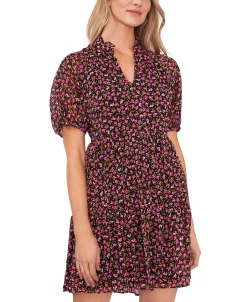 CeCe Women's Short Sleeve Tiered Ruffle Neck Dress -VINCE CAMUTO Shop 21921851 fpx