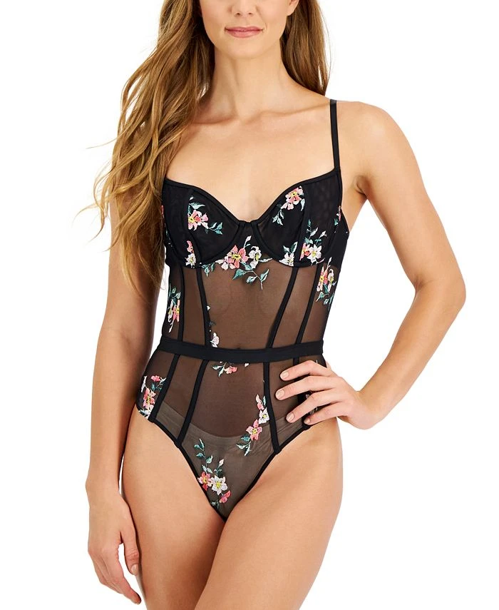 INC International Concepts Women's Floral Lace Lingerie Bodysuit, Created For Macy's 1 INC International Concepts Women's Floral Lace Lingerie Bodysuit, Created For Macy's