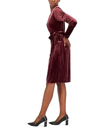 Alfani Women's Velvet Long-Sleeve Wrap Dress, Created For Macy's 3 Alfani Women's Velvet Long-Sleeve Wrap Dress, Created For Macy's - Image 3