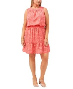 Vince Camuto Plus Size Printed Fit & Flare Smocked Dress