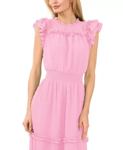 CeCe Ruffled Swiss Dot Midi Dress -VINCE CAMUTO Shop 22257346 fpx