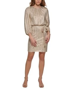 Vince Camuto Women's Belted 3/4-Sleeve Dress