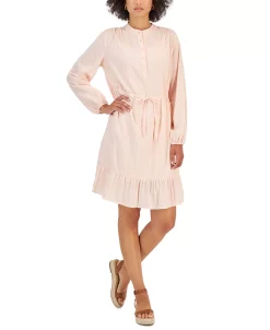 Style & Co Women's Shadow-Striped Ruffle-Hem Dress, Created For Macy's -VINCE CAMUTO Shop 22332386 fpx