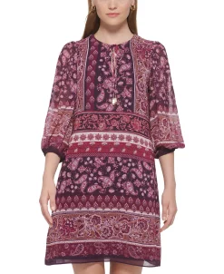 Vince Camuto Women's Balloon-Sleeve Tie-Neck Dress -VINCE CAMUTO Shop 22332502 fpx