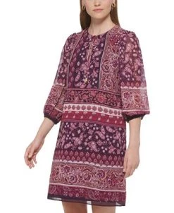 Vince Camuto Women's Balloon-Sleeve Tie-Neck Dress -VINCE CAMUTO Shop 22332504 fpx