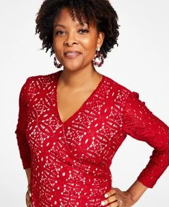 Kasper Lace Surplice V-Neck Ruffled Maxi Dress -VINCE CAMUTO Shop 22344489 fpx