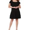Black Tape Women's Flutter-Sleeve Tiered Mini Dress