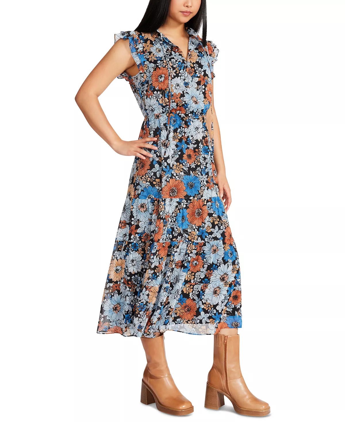 Steve Madden BB Dakota Orange Blossom Printed Dress 4 Steve Madden BB Dakota Orange Blossom Printed Dress - Image 4