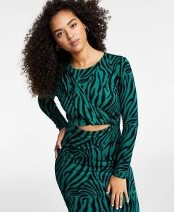 Bar III Women's Twisted Cutout Printed Midi Dress, Created For Macy's -VINCE CAMUTO Shop 22408135 fpx