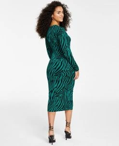 Bar III Women's Twisted Cutout Printed Midi Dress, Created For Macy's -VINCE CAMUTO Shop 22408137 fpx